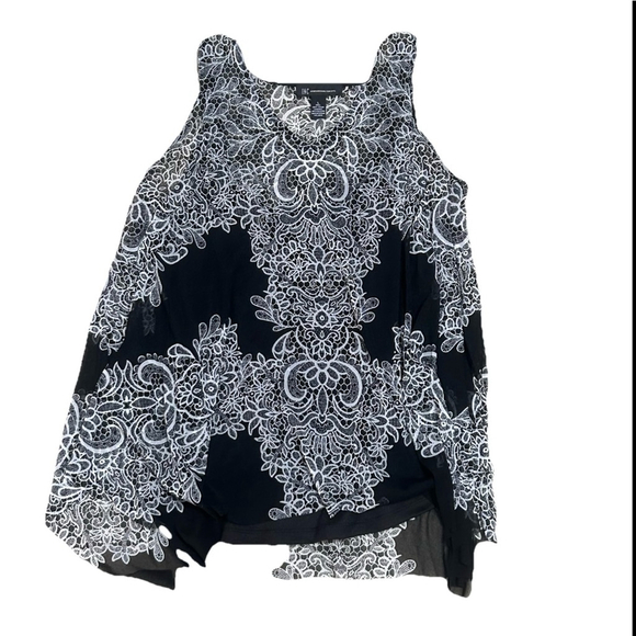 Women's INC Tank Top L Black White Sleeveless - Picture 2 of 8